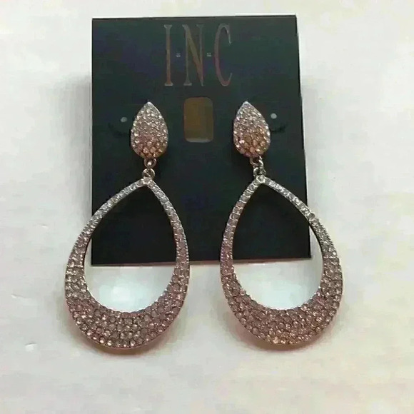 INC new Silver Tone Pave Drop Earrings - Picture 4 of 8